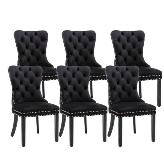 Dining Chairs 6x Velvet Upholstered Tufted Kitchen Chair