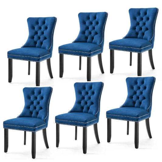 Dining Chairs 6x Velvet Upholstered Tufted Kitchen Chair