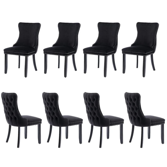 Dining Chairs 8x Velvet Upholstered Tufted Studs Trim Solid