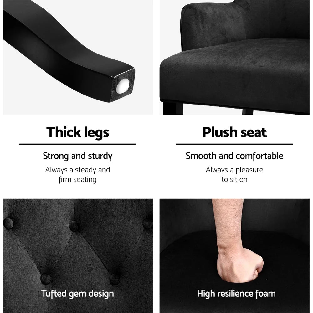 Dining Chairs French Provincial Velvet Fabric Timber Retro