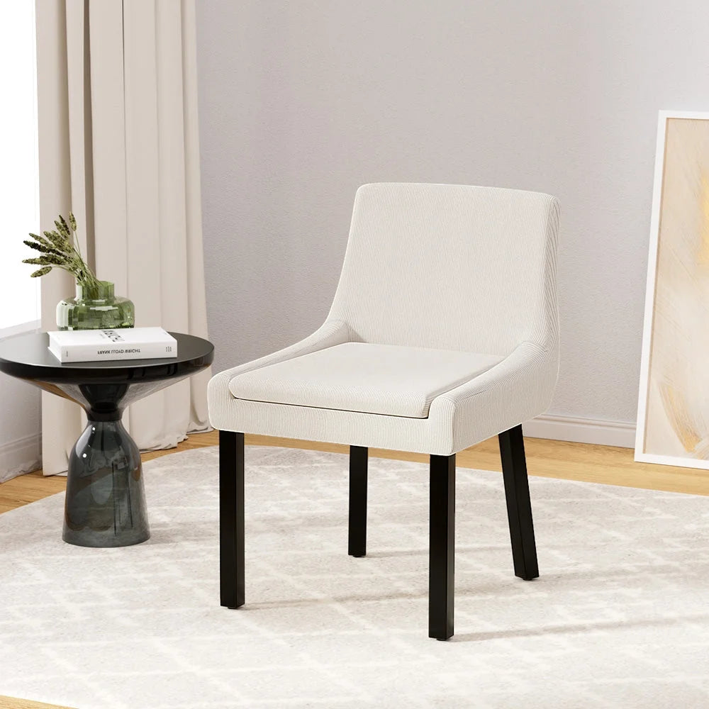 Dining Chairs Set of 2 - Beige Corduroy