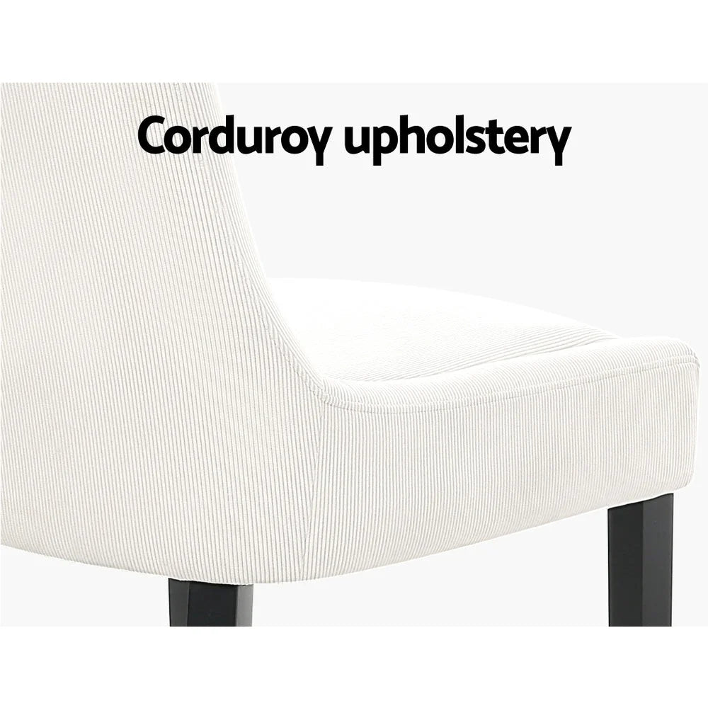 Dining Chairs Set of 2 - Beige Corduroy