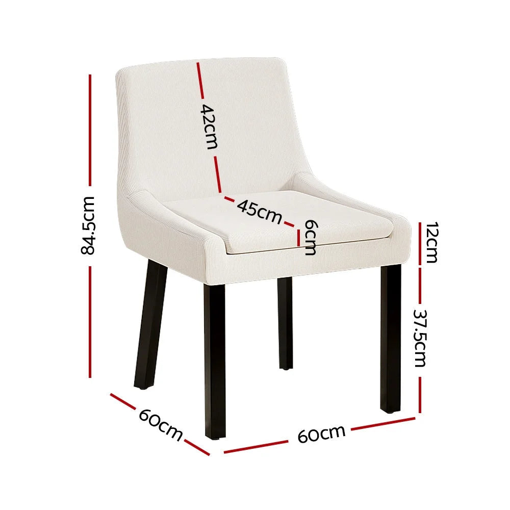 Dining Chairs Set of 2 - Beige Corduroy