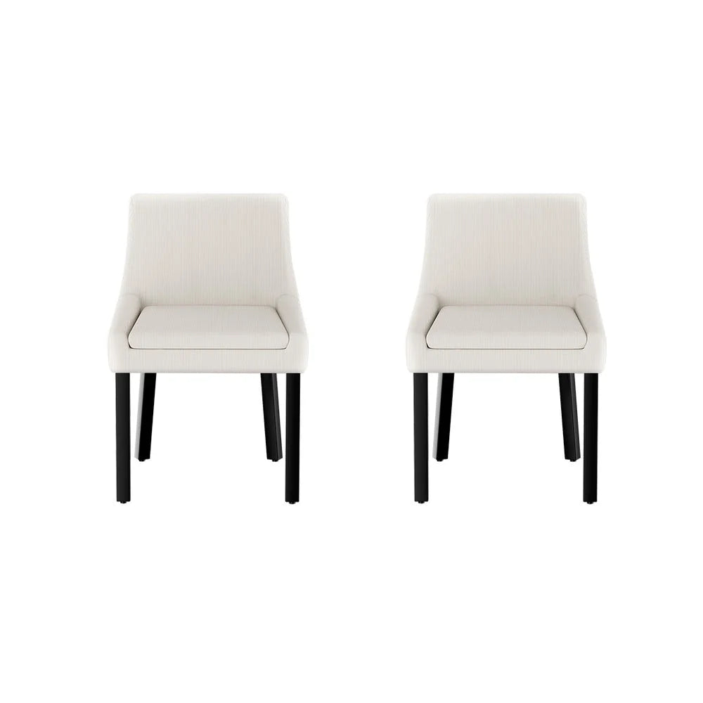 Dining Chairs Set of 2 - Beige Corduroy