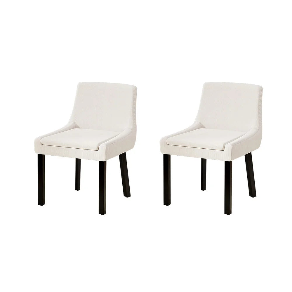 Dining Chairs Set of 2 - Beige Corduroy