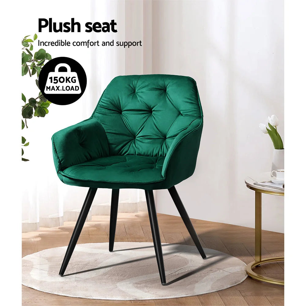 Dining Chairs Set of 2 Calivia Kitchen Upholstered Velvet
