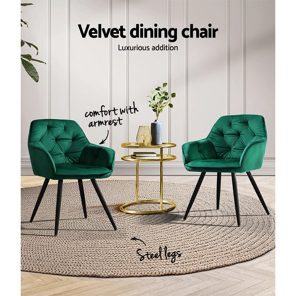 Dining Chairs Set of 2 Calivia Kitchen Upholstered Velvet