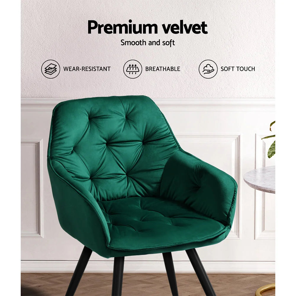 Dining Chairs Set of 2 Calivia Kitchen Upholstered Velvet