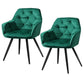 Set of two green velvet dining chairs