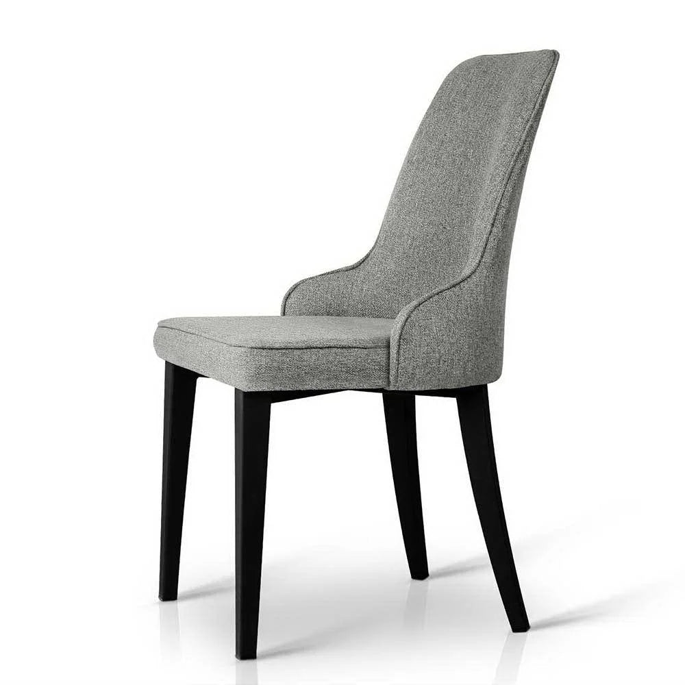 Set of two grey fabric dining chairs