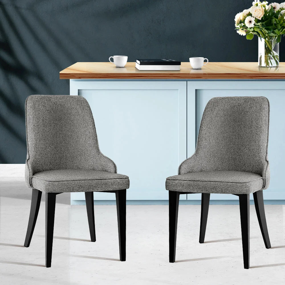 Dining Chairs Set of 2 Fabric grey bar stools