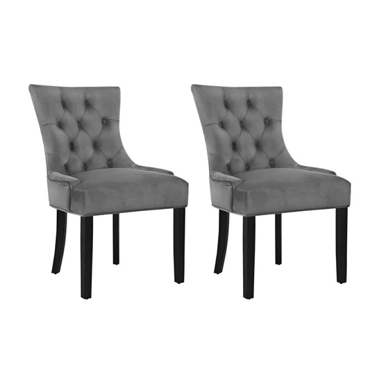 Set of two grey velvet bar stools