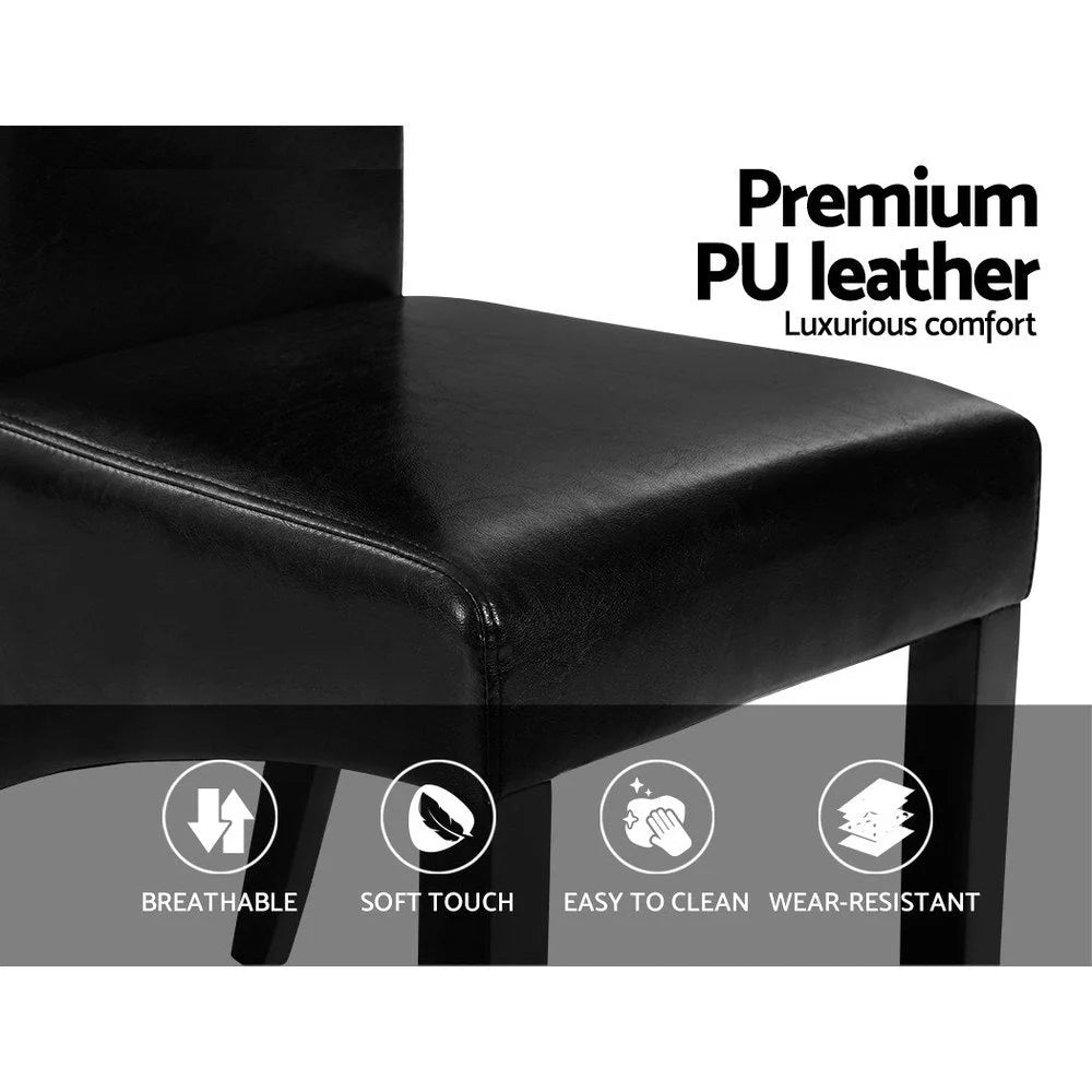 Dining Chairs Set of 2 Leather Parsons - Black - Furniture