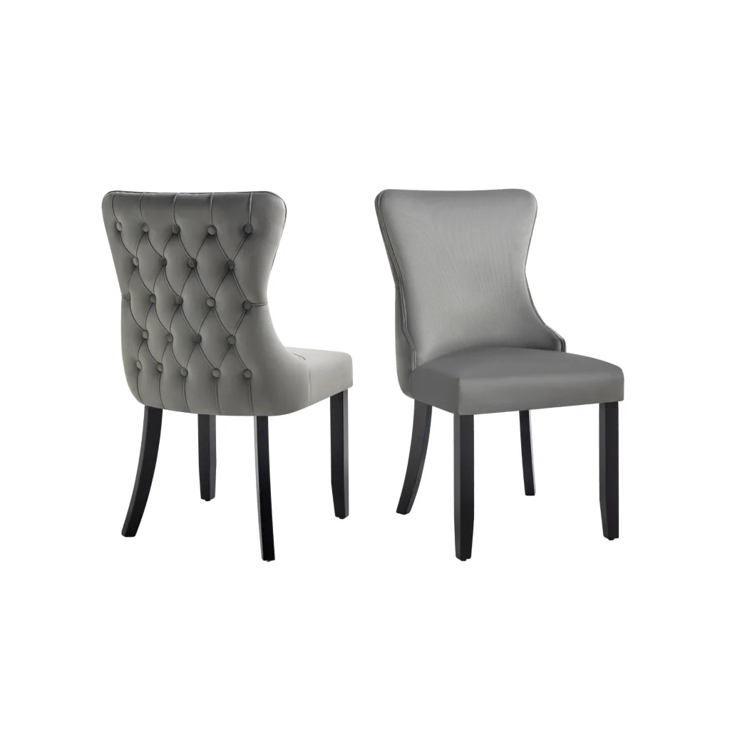 Dining Chairs Set of 2 Paris Dark Grey Velvet & Black