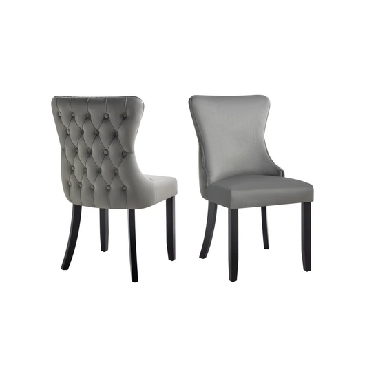 Dining Chairs Set of 2 Paris Dark Grey Velvet & Black