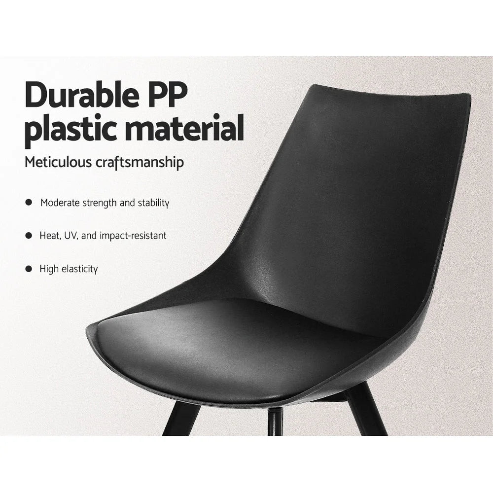 Dining Chairs Set of 2 PU Leather - Black Lylette