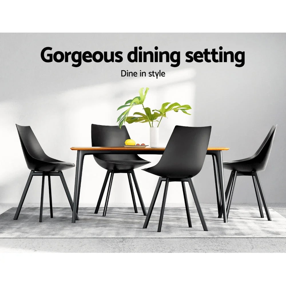 Dining Chairs Set of 2 PU Leather - Black Lylette