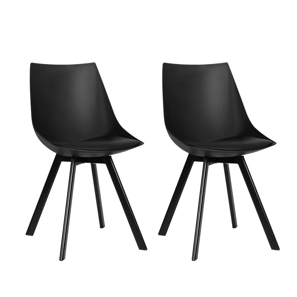 Dining Chairs Set of 2 PU Leather - Black Lylette