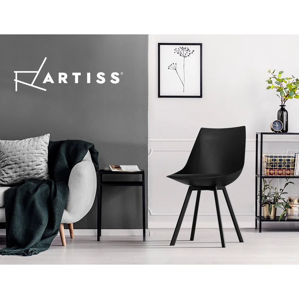 Dining Chairs Set of 2 PU Leather - Black Lylette