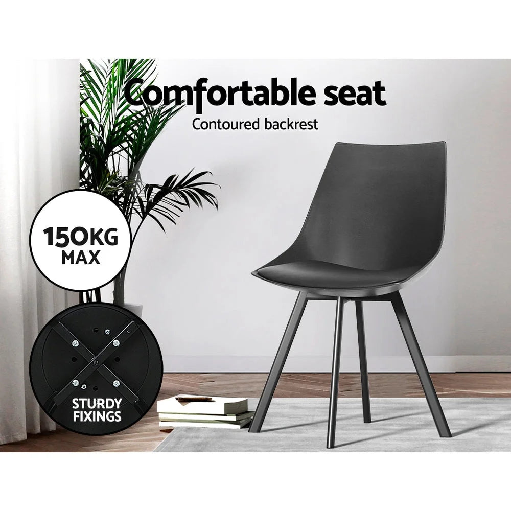 Dining Chairs Set of 2 PU Leather - Black Lylette