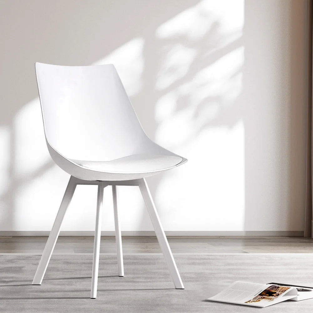 White PU leather dining chair set