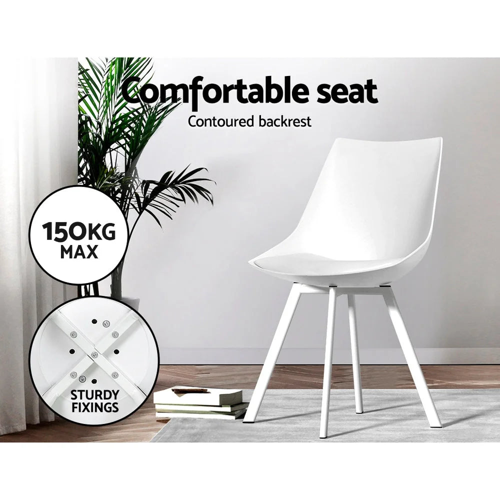Dining Chairs Set of 2 PU Leather white lylette