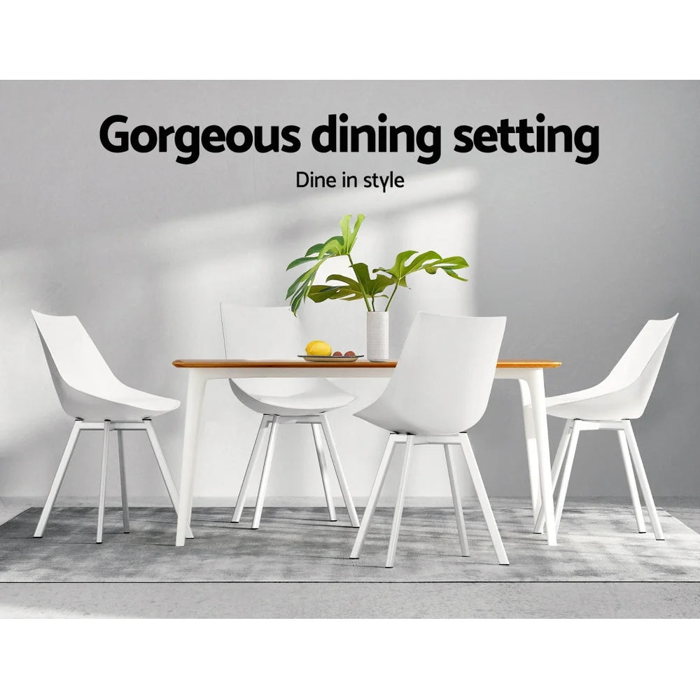 Dining Chairs Set of 2 PU Leather - White Lylette