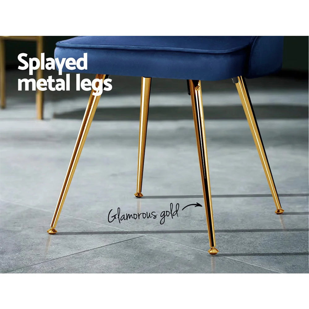 Blue metal dining chair set with woven seat and timber frame