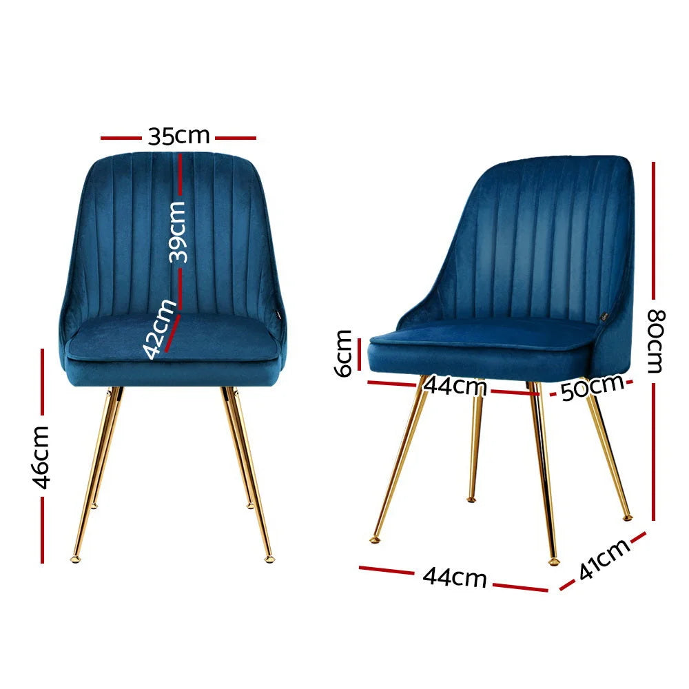 Blue metal dining chair set with counter-height legs and footrest