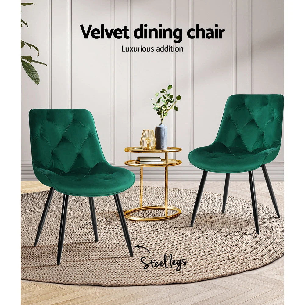 Dining chairs set with starlyn velvet seat and backrest