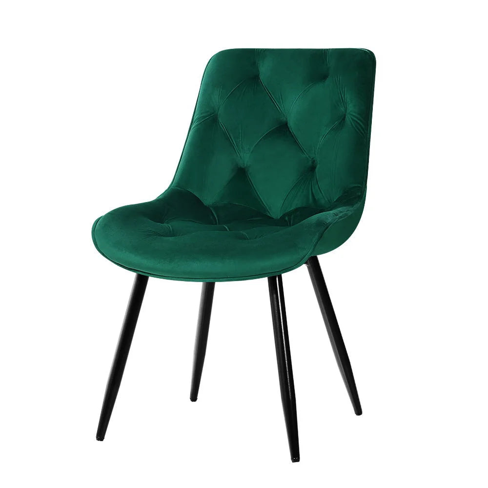 Green dining chairs set with starlyn velvet kitchen padded