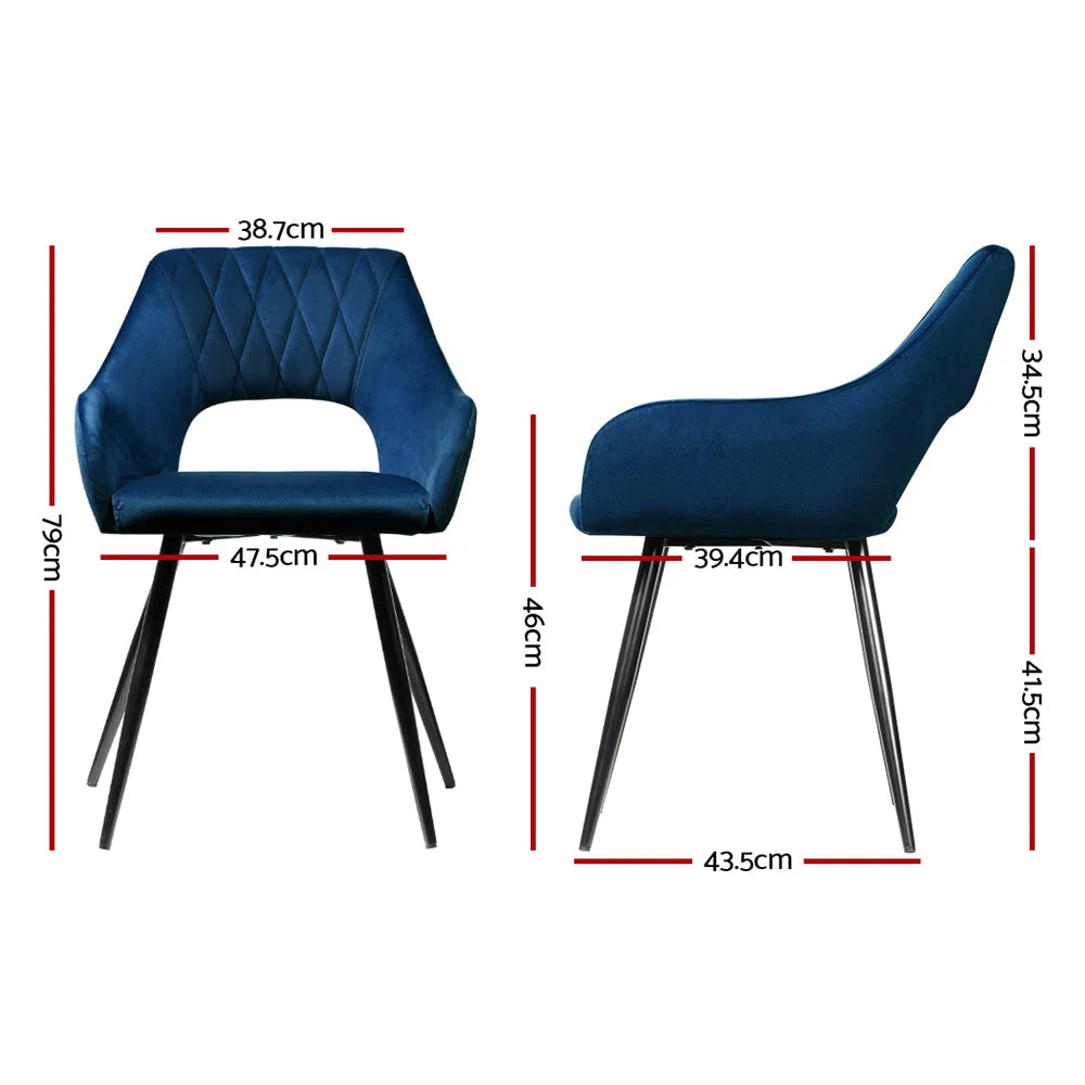 Dining Chairs Set of 2 Velvet - Blue Caitlee