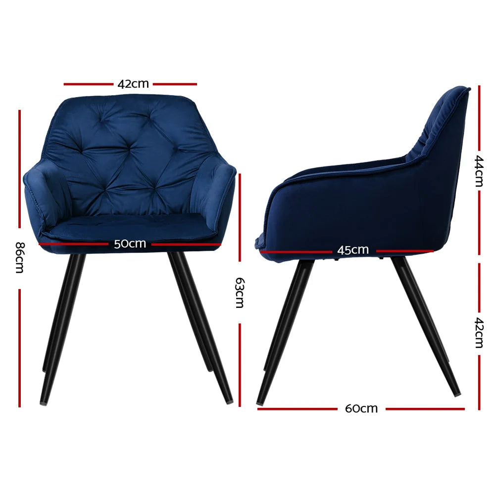 Dining Chairs Set of 2 Velvet - Blue Calivia