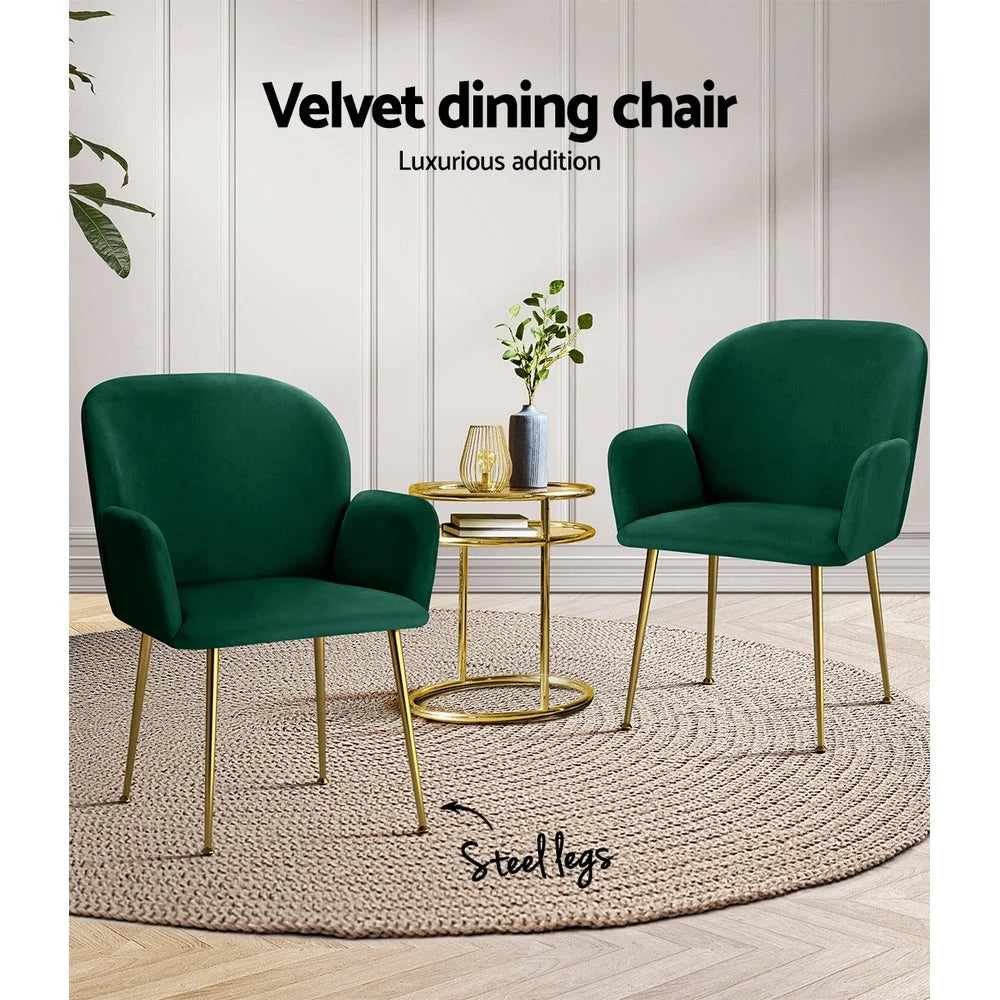 Dining Chairs Set of 2 Velvet - Green Kynsee