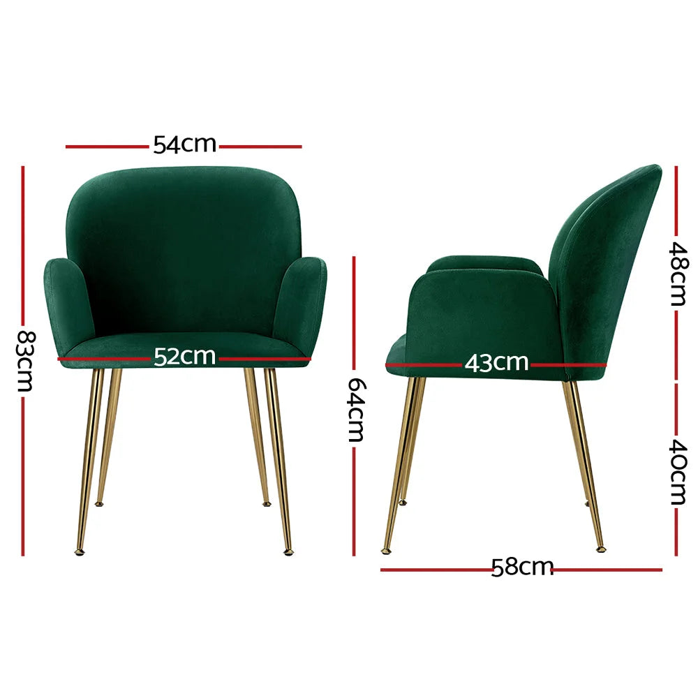 Dining Chairs Set of 2 Velvet - Green Kynsee