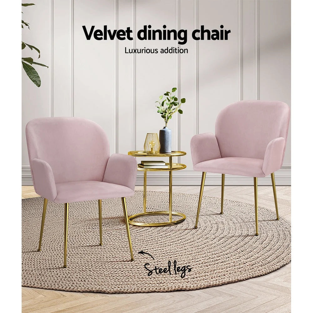 Dining Chairs Set of 2 Velvet - Pink Kynsee