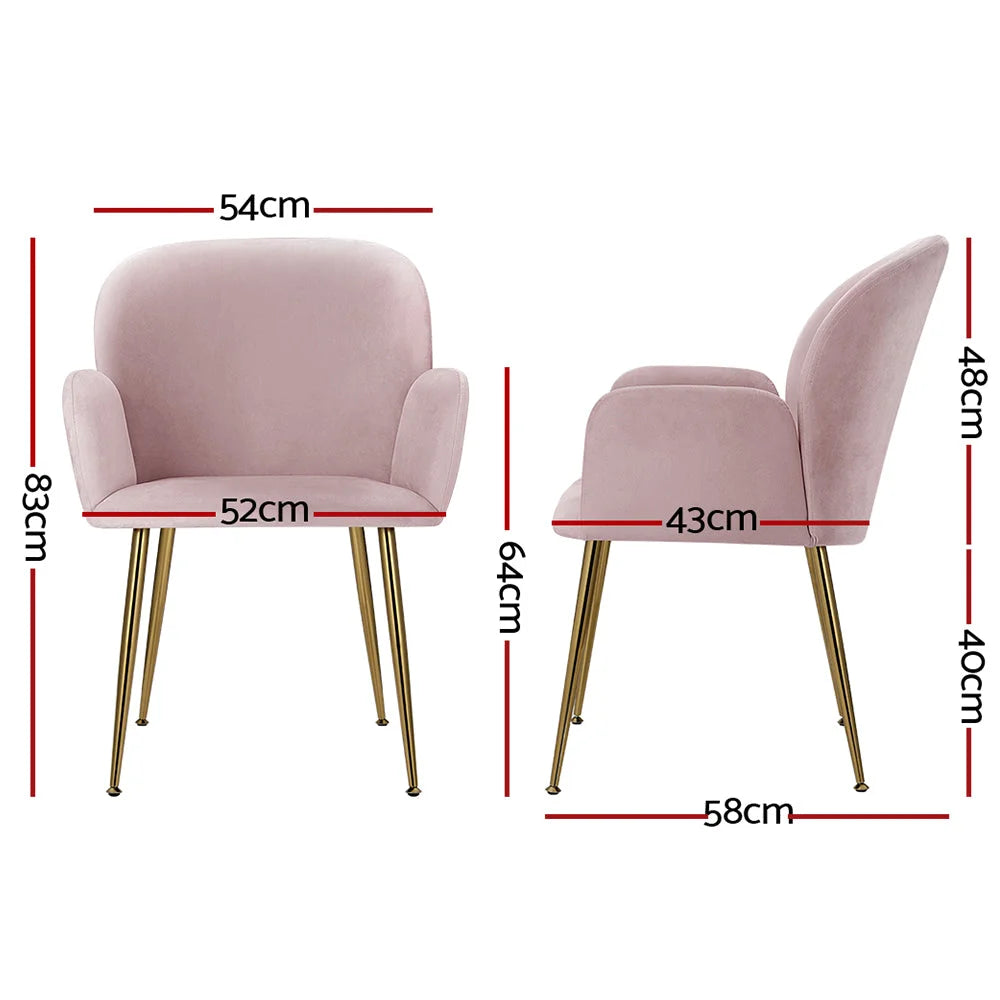 Dining Chairs Set of 2 Velvet - Pink Kynsee