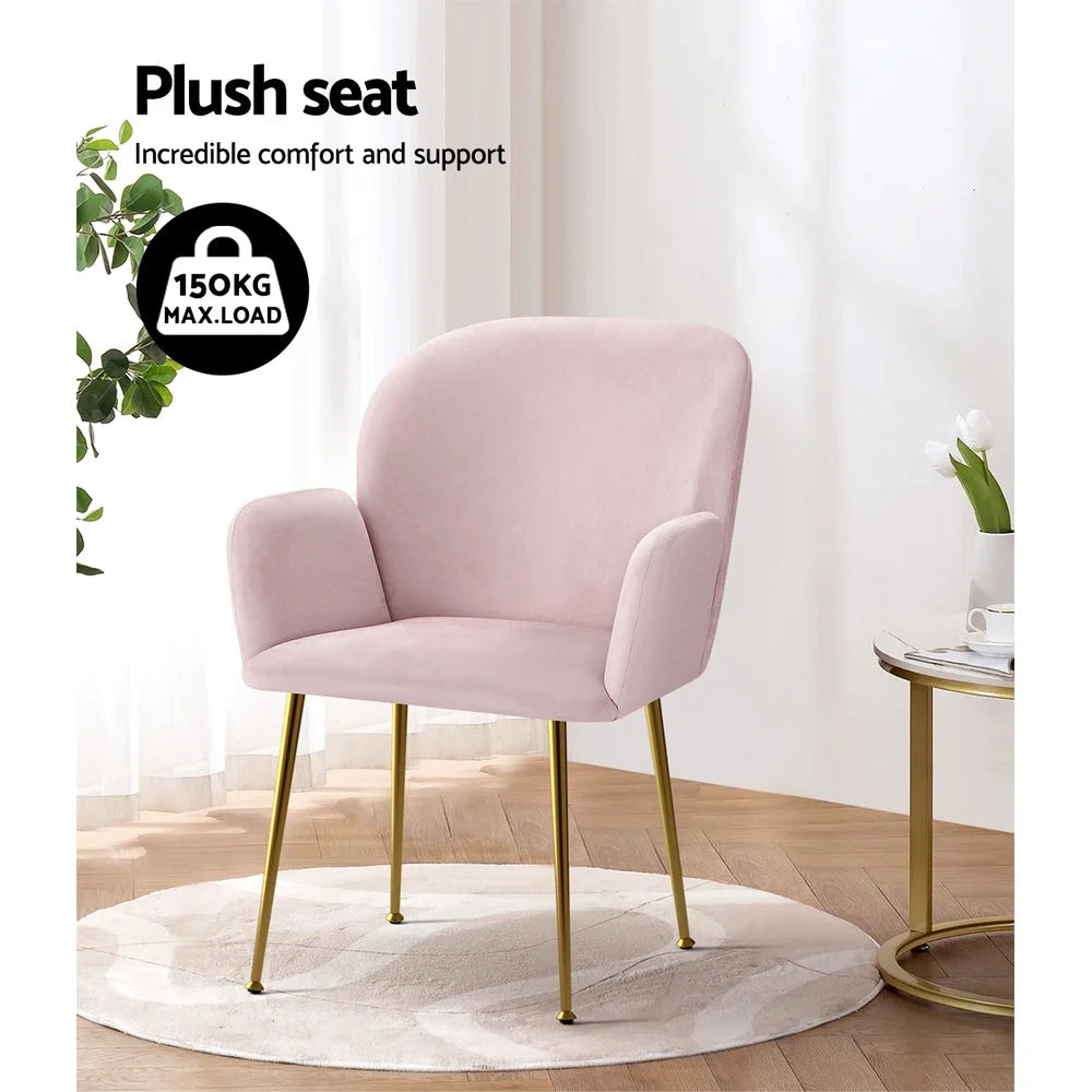 Dining Chairs Set of 2 Velvet - Pink Kynsee