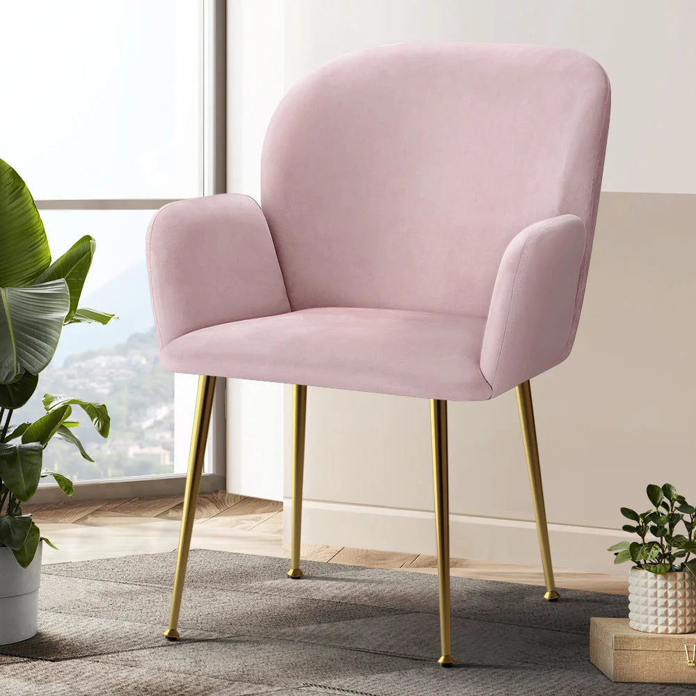 Dining Chairs Set of 2 Velvet - Pink Kynsee