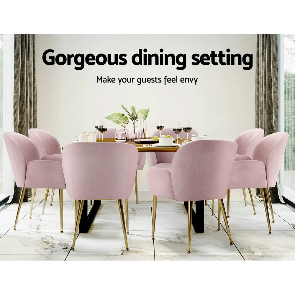 Dining Chairs Set of 2 Velvet - Pink Kynsee