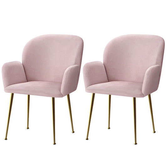 Dining Chairs Set of 2 Velvet - Pink Kynsee