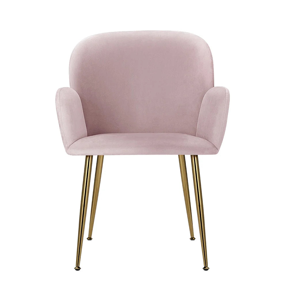 Dining Chairs Set of 2 Velvet - Pink Kynsee