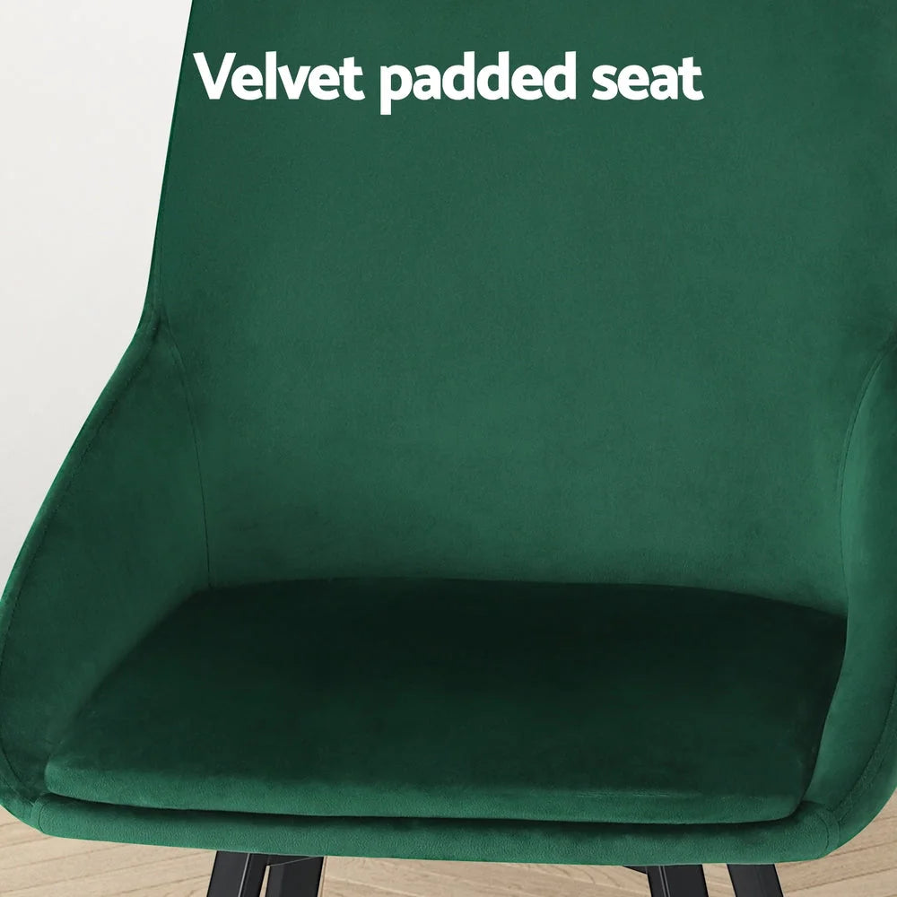Dining Chairs Set of 2 Velvet Upholstered - Green Cafe