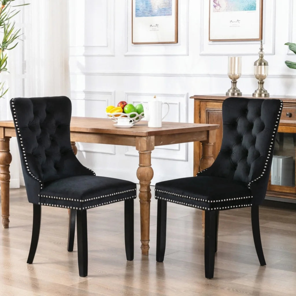 Dining Chairs Set of 2 Velvet Upholstered Tufted Kitchen