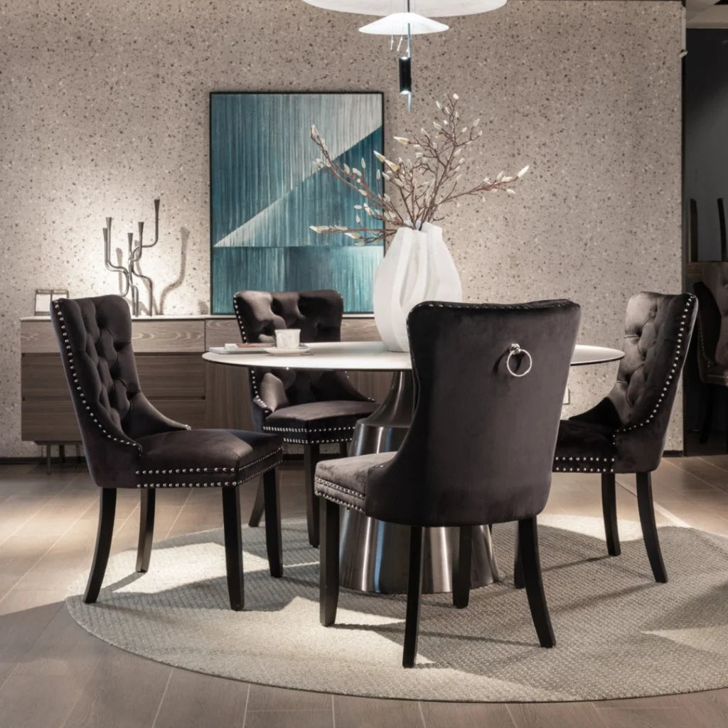 Dining Chairs Set of 2 Velvet Upholstered Tufted Kitchen