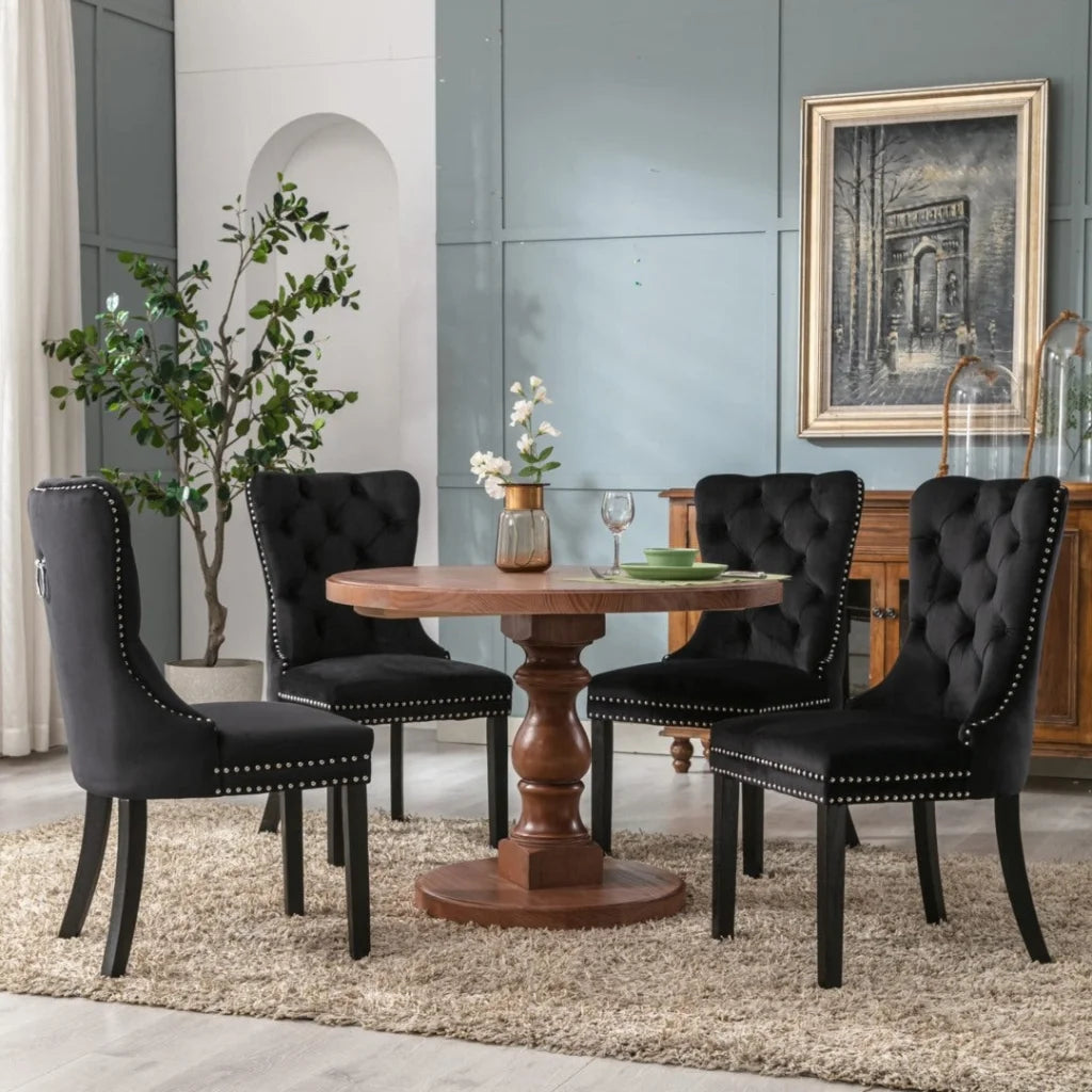 Dining Chairs Set of 2 Velvet Upholstered Tufted Kitchen