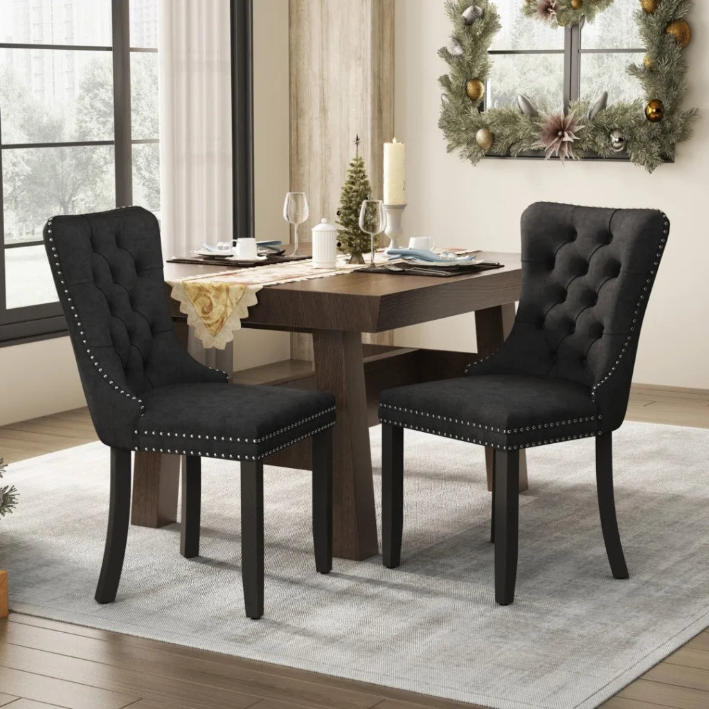 Dining Chairs Set of 2 Velvet Upholstered Tufted Kitchen