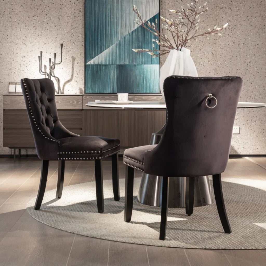 Dining Chairs Set of 2 Velvet Upholstered Tufted Kitchen