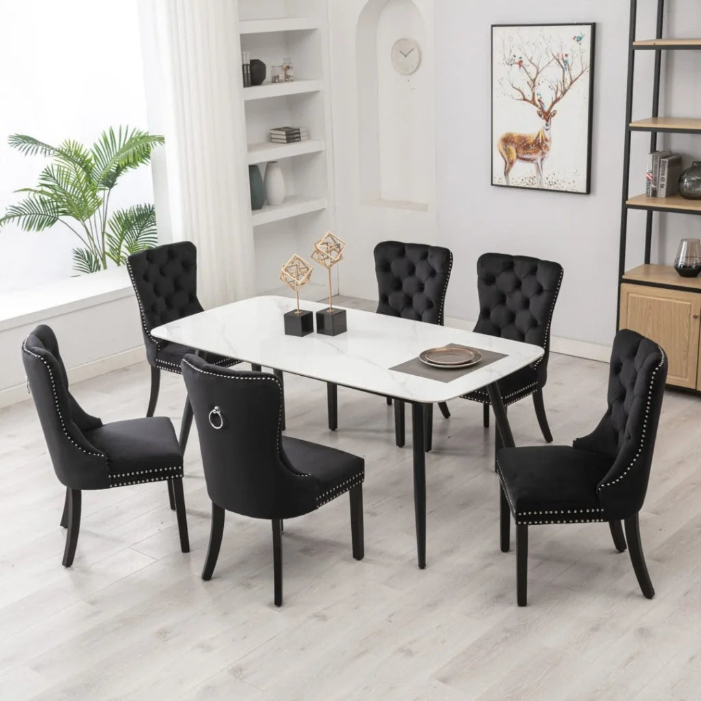 Dining Chairs Set of 2 Velvet Upholstered Tufted Kitchen
