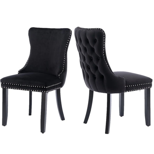 Dining Chairs Set of 2 Velvet Upholstered Tufted Wingback